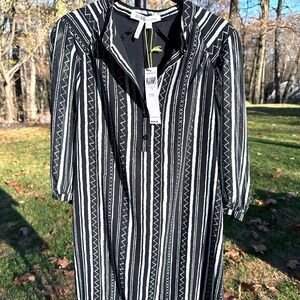 NWT BCBGeneration Sheer Black Striped Long-Sleeved Dress